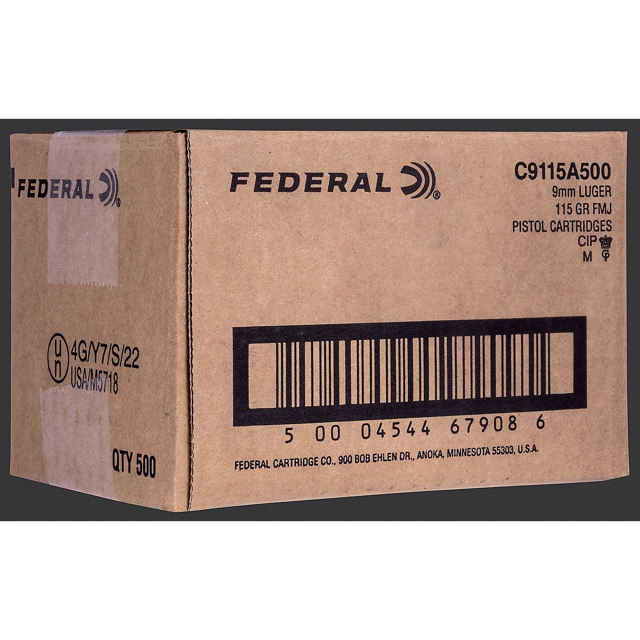 Federal Champion FMJ 9 mm Luger 115-Grain Pistol Ammunition - 500 Rounds                                                         - view number 1