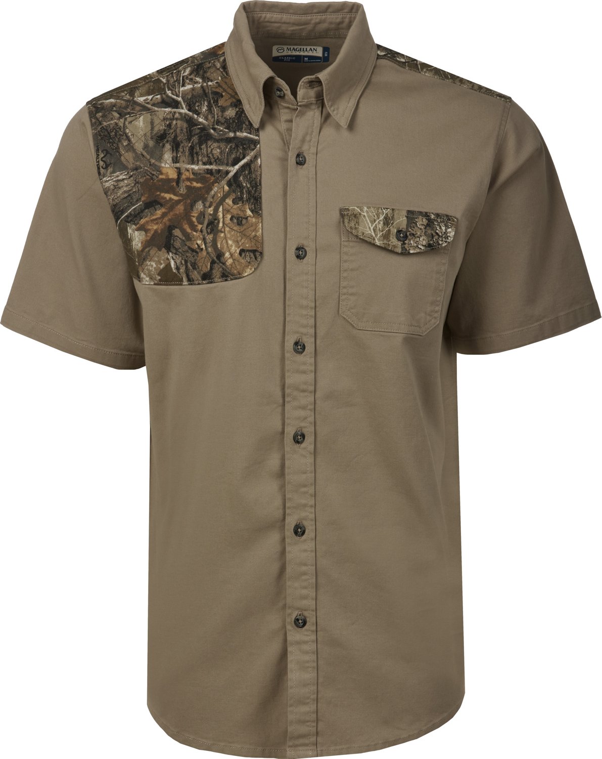 Magellan Outdoors Men's HuntGear Realtree Edge Pieced Button Down Shirt Academy