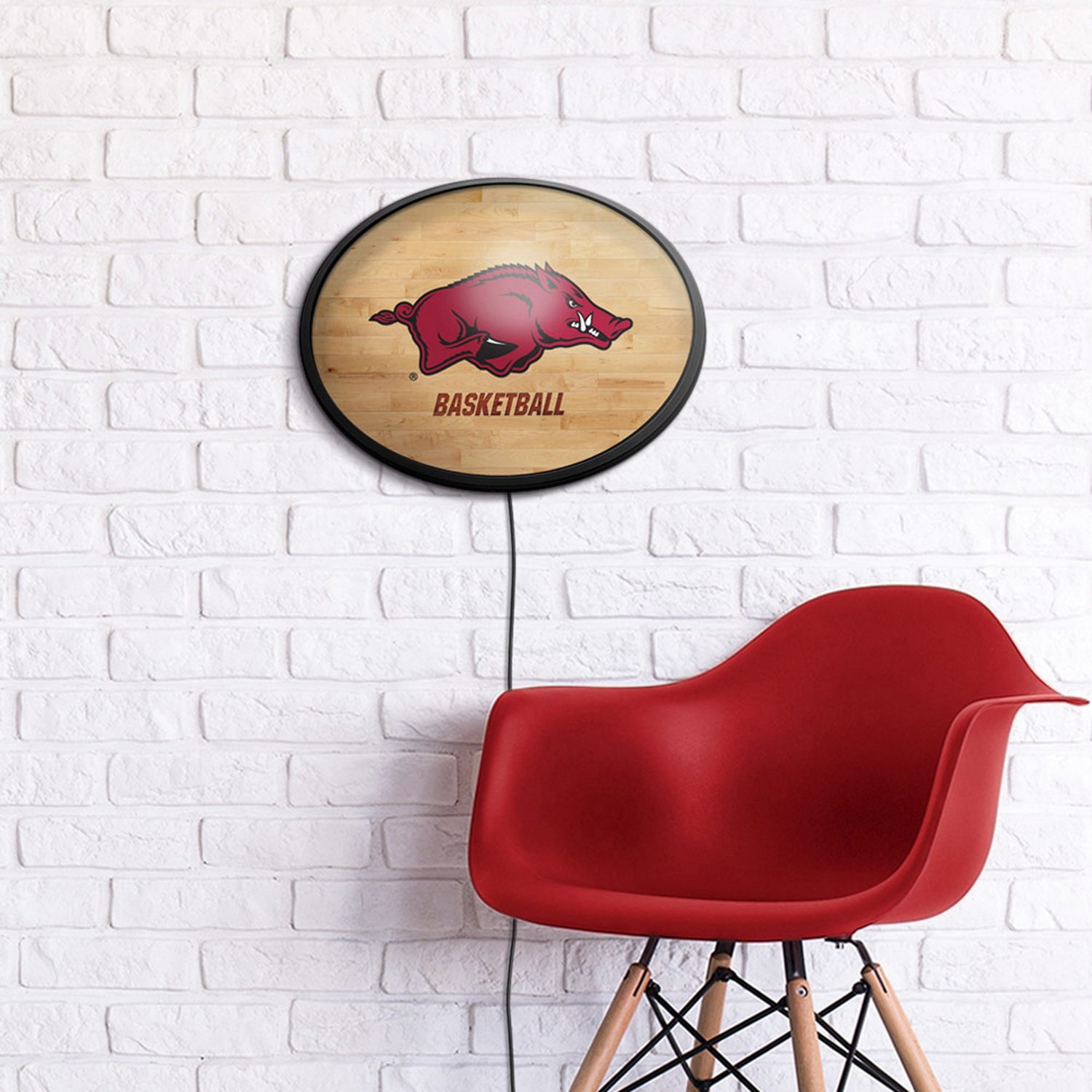 The Fan-Brand University of Arkansas Hardwood Oval Slimline Lighted Sign - view number 4