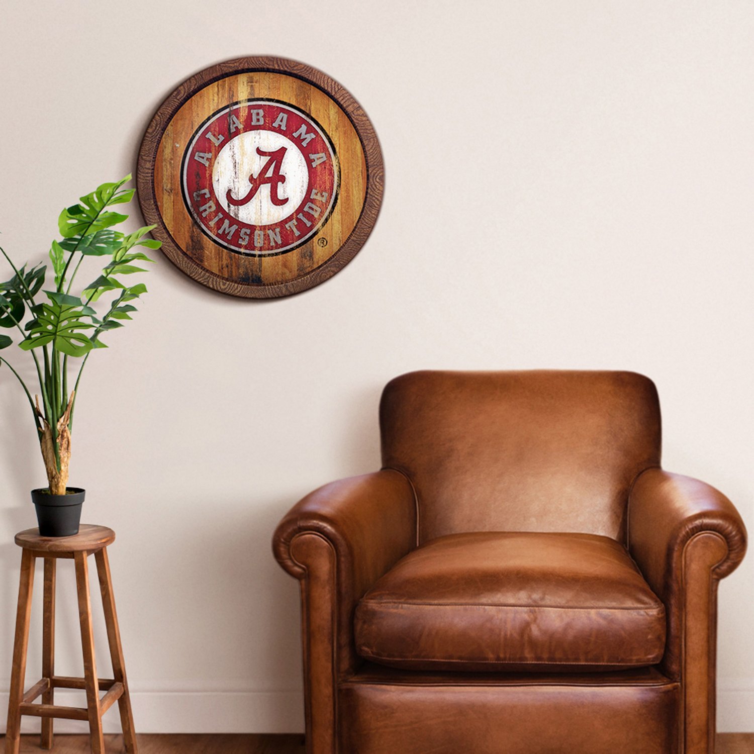 The Fan-Brand University of Alabama School Seal Weathered Faux Barrel Top Sign  - view number 3