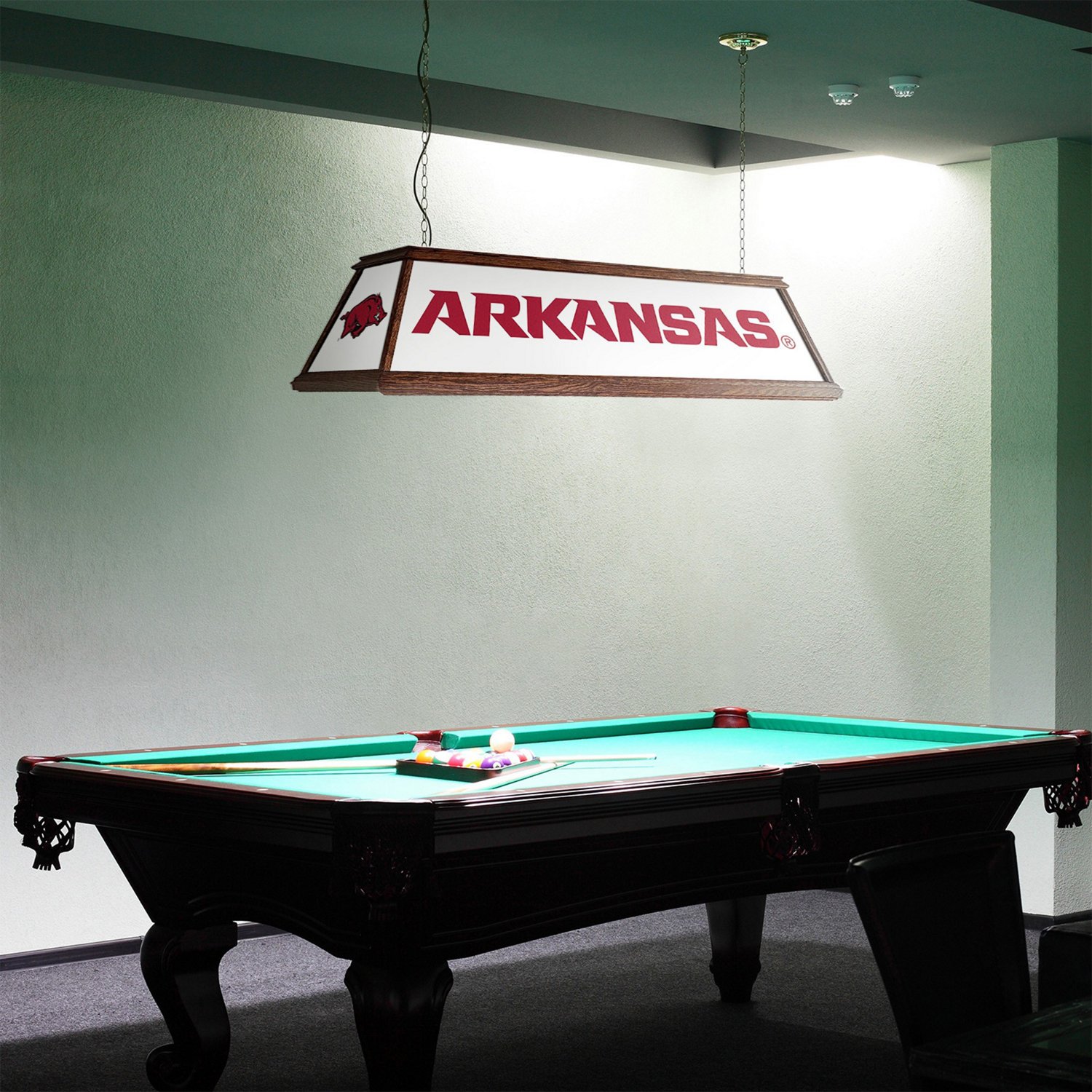 The Fan-Brand University of Arkansas Premium Wood Pool Table Light - view number 3