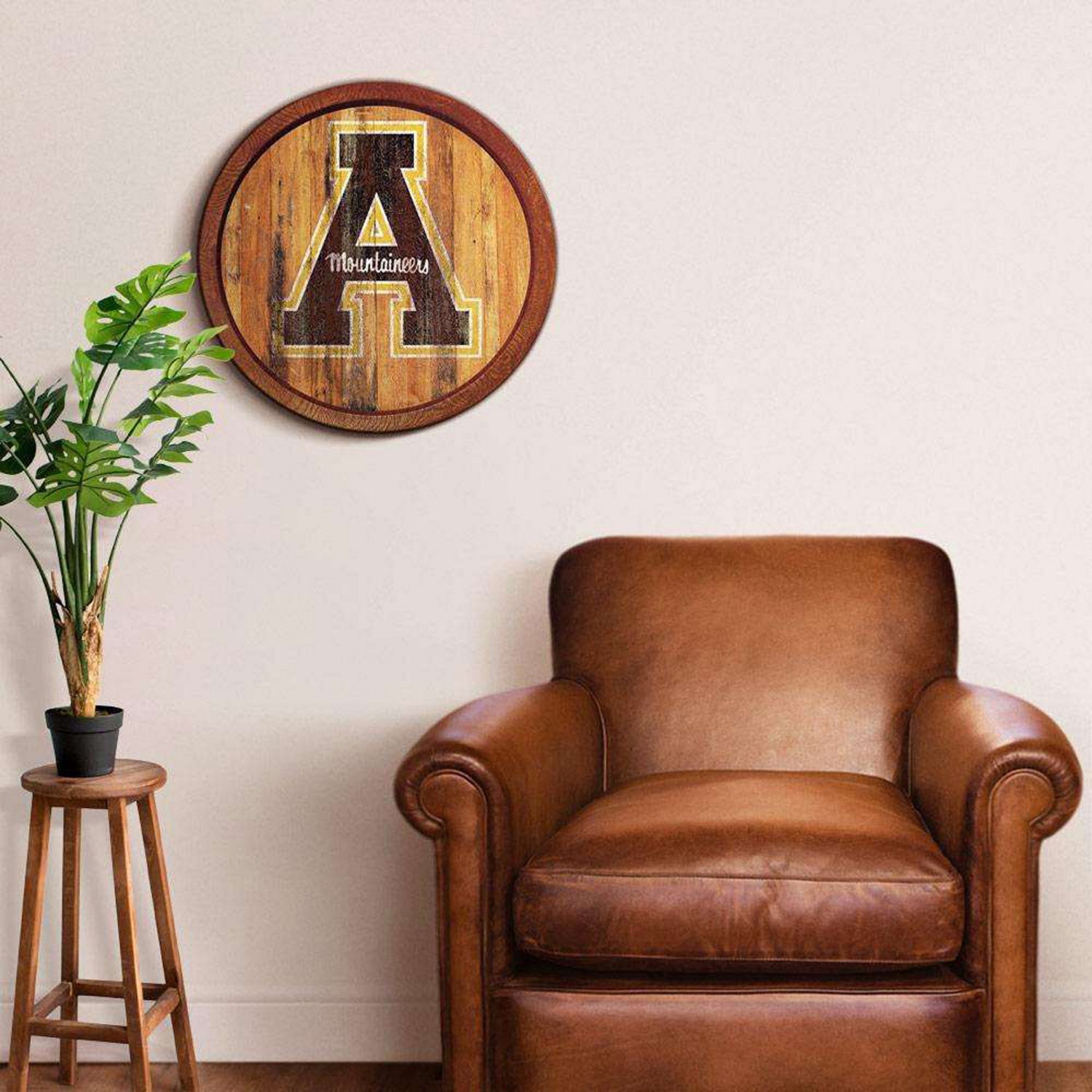The Fan-Brand Appalachian State University Weathered Faux Barrel Top Sign  - view number 3