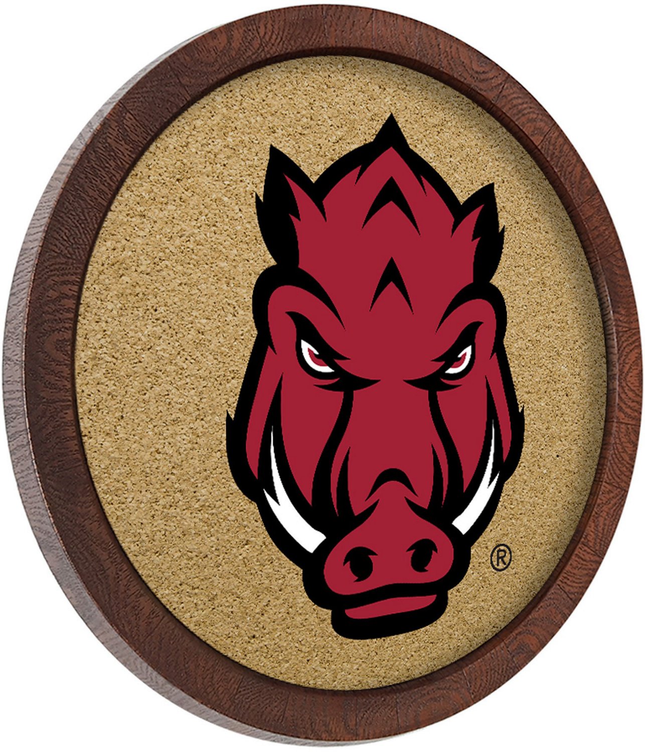 The Fan-Brand University of Arkansas Tusk “Faux” Barrel Framed Cork Board                                                    - view number 2
