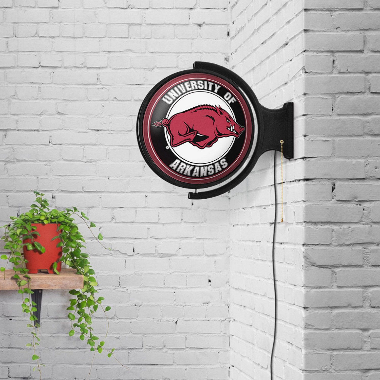 The Fan-Brand University of Arkansas Round Rotating Lighted Sign  - view number 4