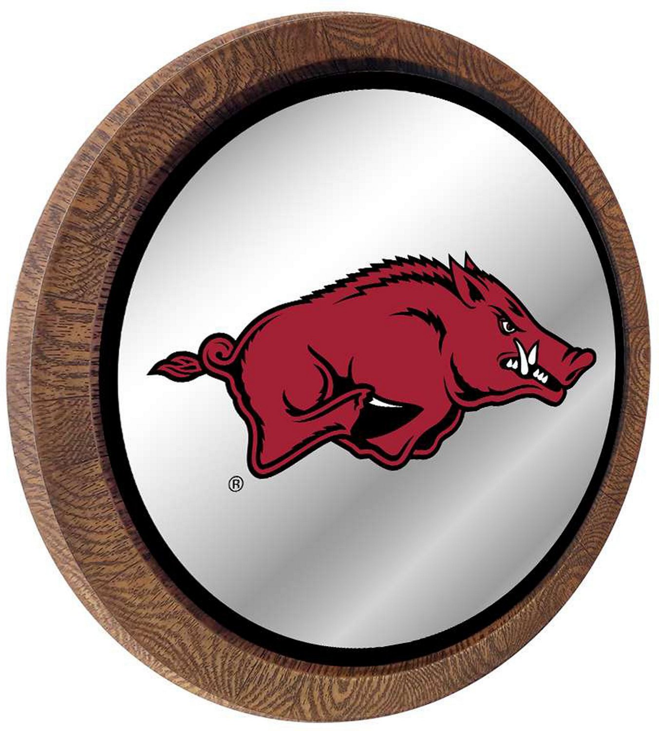 The Fan-Brand University of Arkansas Mascot Barrel Top Mirrored Sign - view number 2