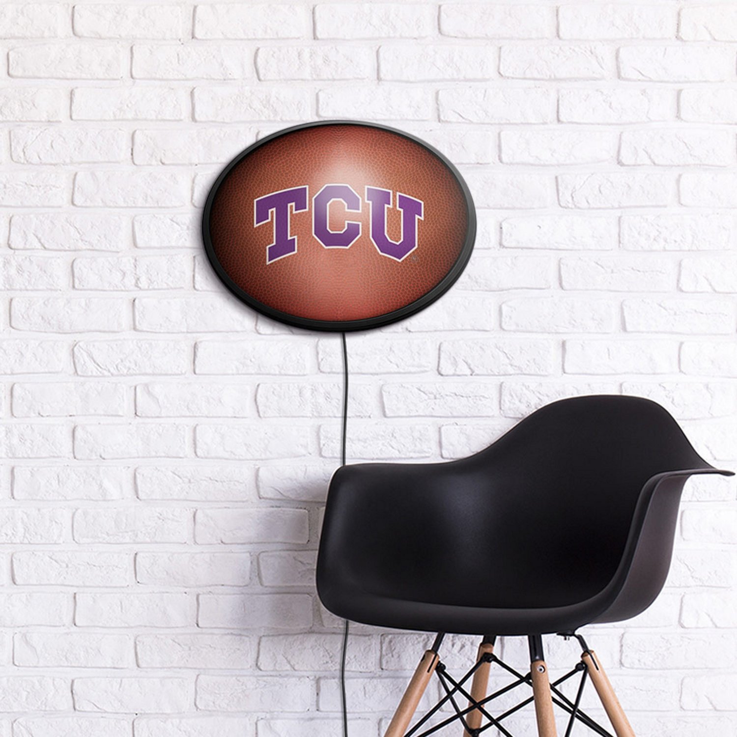 The Fan-Brand Texas Christian University Pigskin Oval Slimline Lighted Wall Sign - view number 4