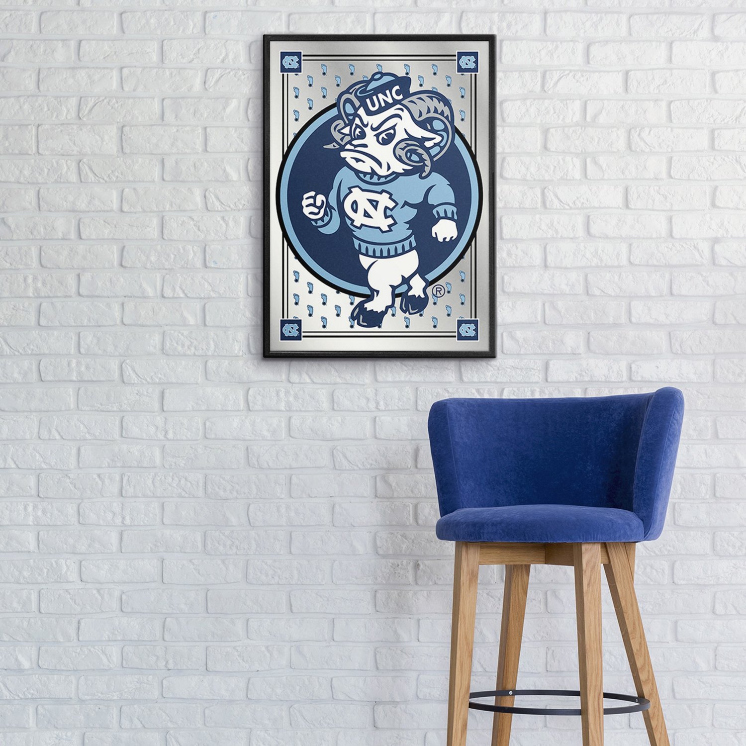 The Fan-Brand University of North Carolina Team Spirit Mascot Framed Mirrored Wall Sign - view number 3