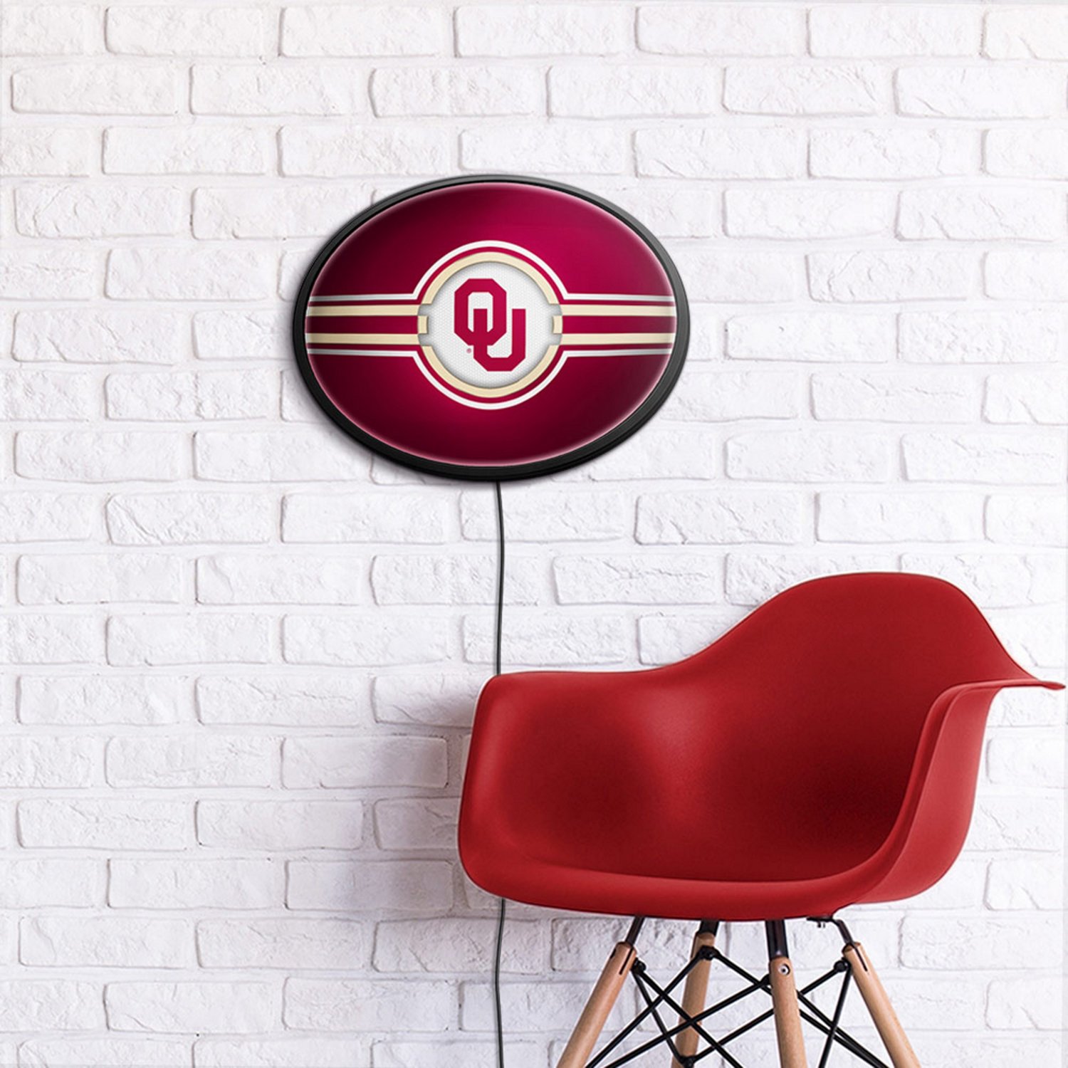The Fan-Brand University of Oklahoma Oval Slimline Lighted Wall Sign - view number 4
