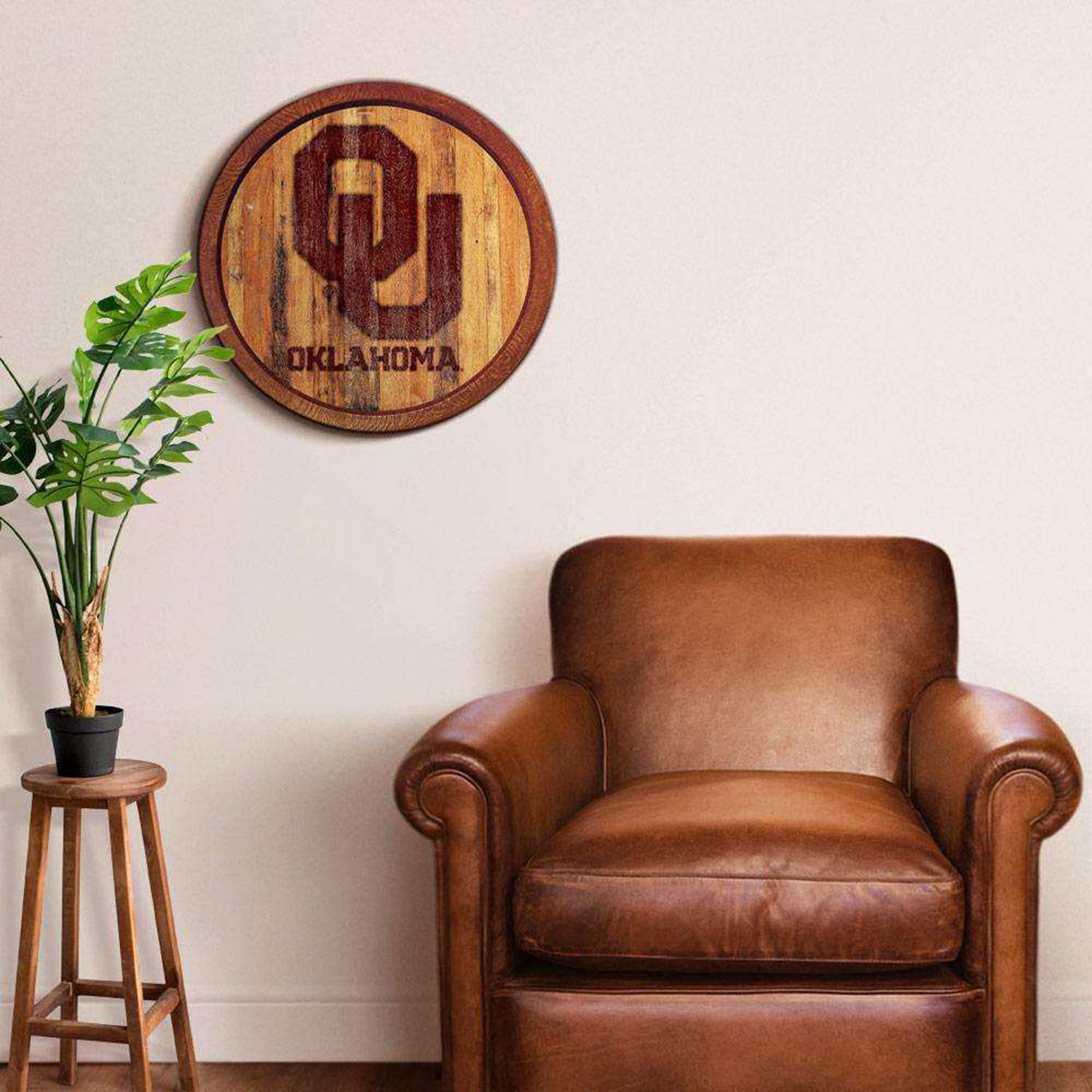 he Fan-Brand University of Oklahoma Branded Faux Barrel Top Sign - view number 3