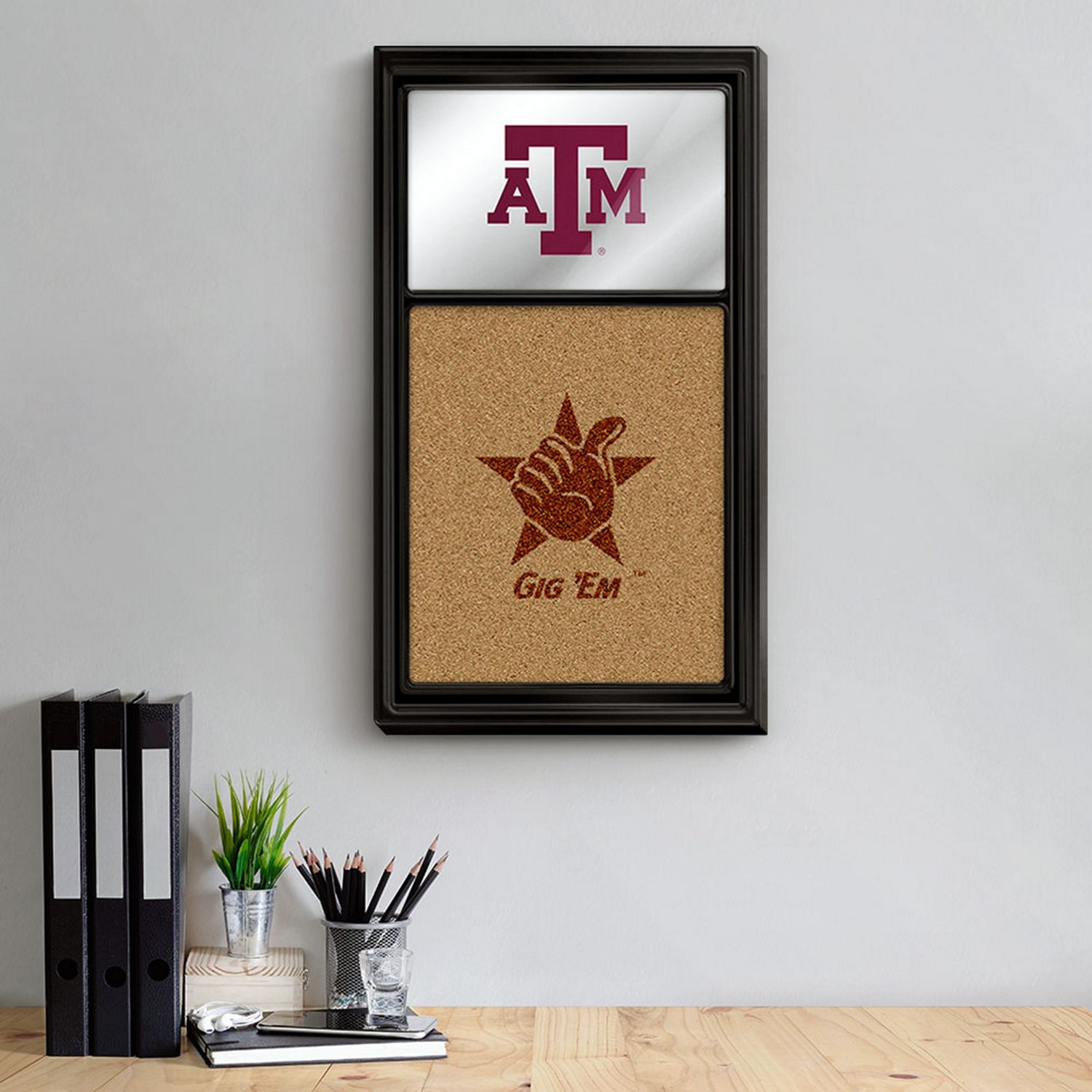 The Fan-Brand Texas A&M University Dual Logo Mirrored Cork Note Board - view number 3