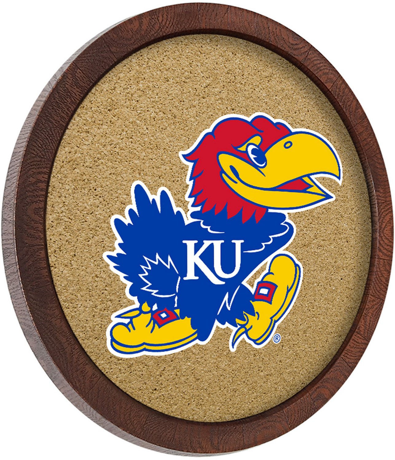 The Fan-Brand University of Kansas “Faux” Barrel Framed Cork Board - view number 2