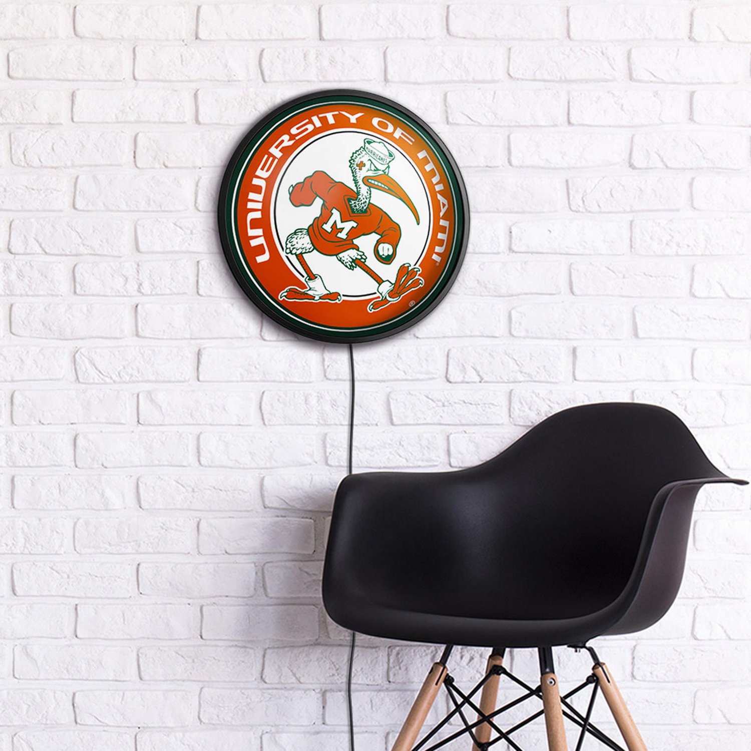 The Fan-Brand University of Miami Mascot Round Slimline Lighted Wall Sign - view number 2