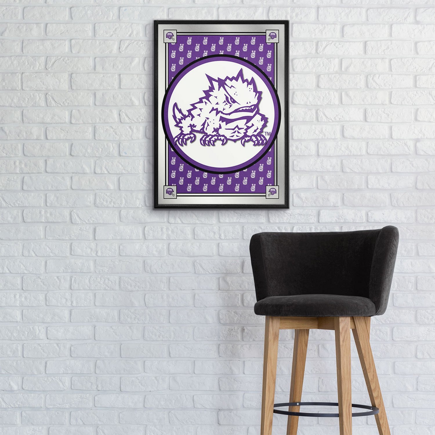 The Fan-Brand Texas Christian University: Team Spirit Mascot Framed Mirrored Wall Sign - view number 3