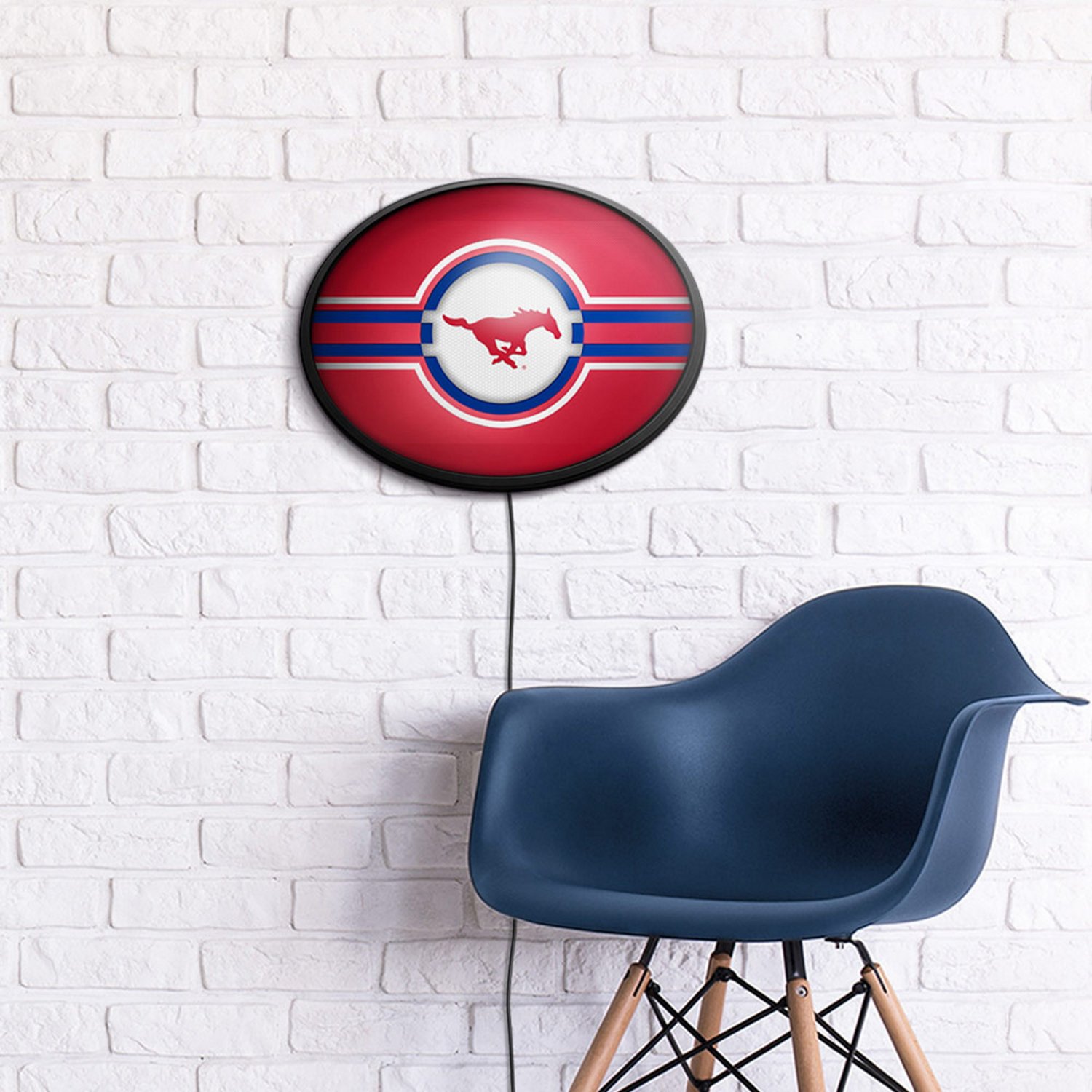 The Fan-Brand Southern Methodist University Red Oval Slimline Lighted Wall Sign - view number 4