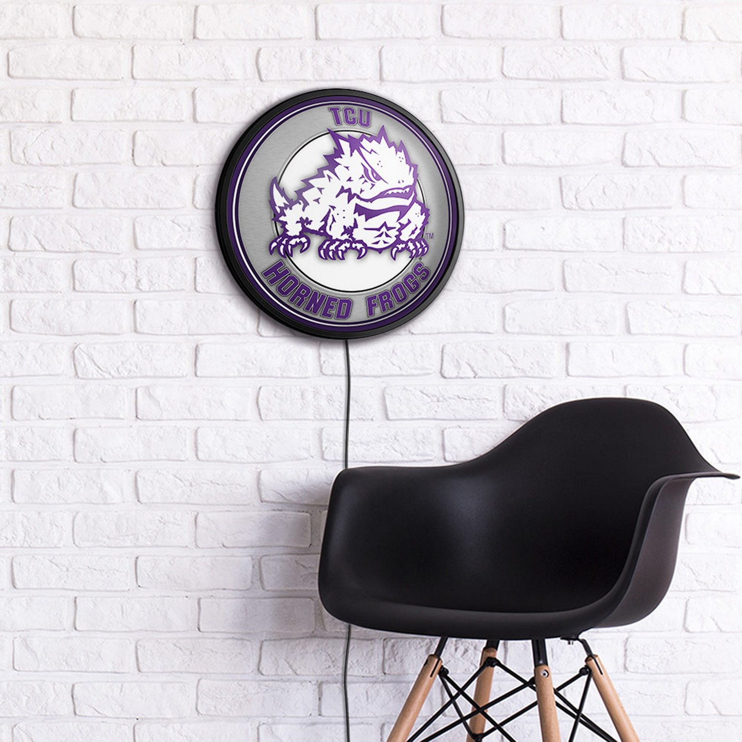 The Fan-Brand Texas Christian University Mascot Round Slimline Lighted Wall Sign - view number 4