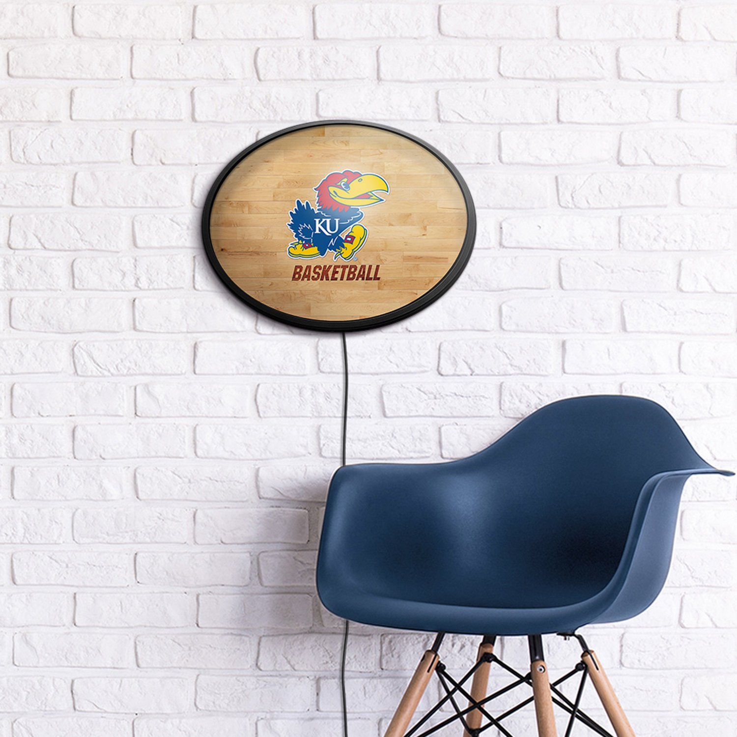 The Fan-Brand University of Kansas Hardwood Oval Slimline Lighted Sign - view number 4