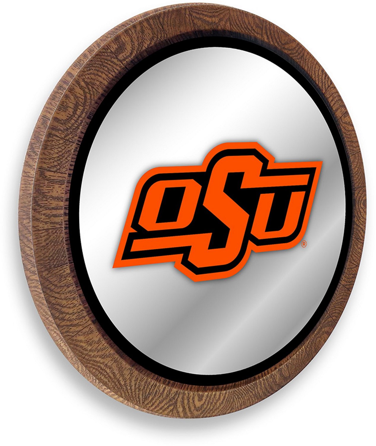 The Fan-Brand Oklahoma State University Faux Barrel Top Mirrored Wall Sign - view number 2