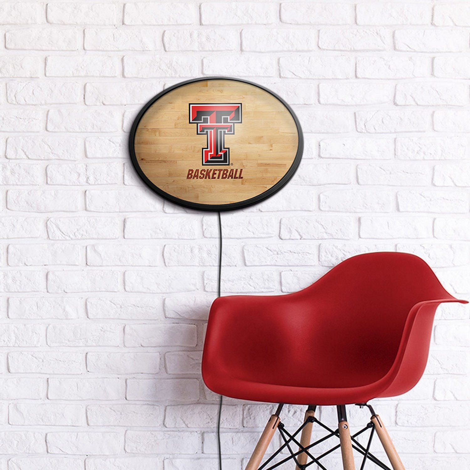 The Fan-Brand Texas Tech University Hardwood Oval Slimline Lighted Wall Sign - view number 4
