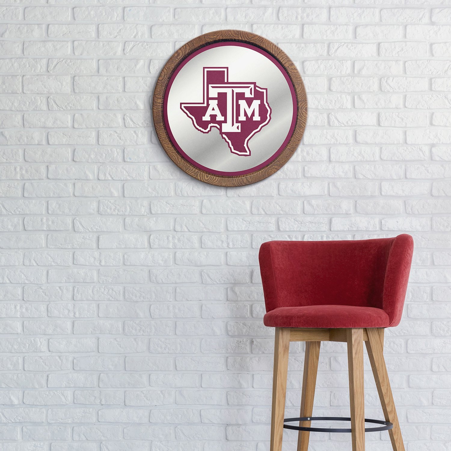 The Fan-Brand Texas A&M University Texas Faux Barrel Top Mirrored Wall Sign - view number 3