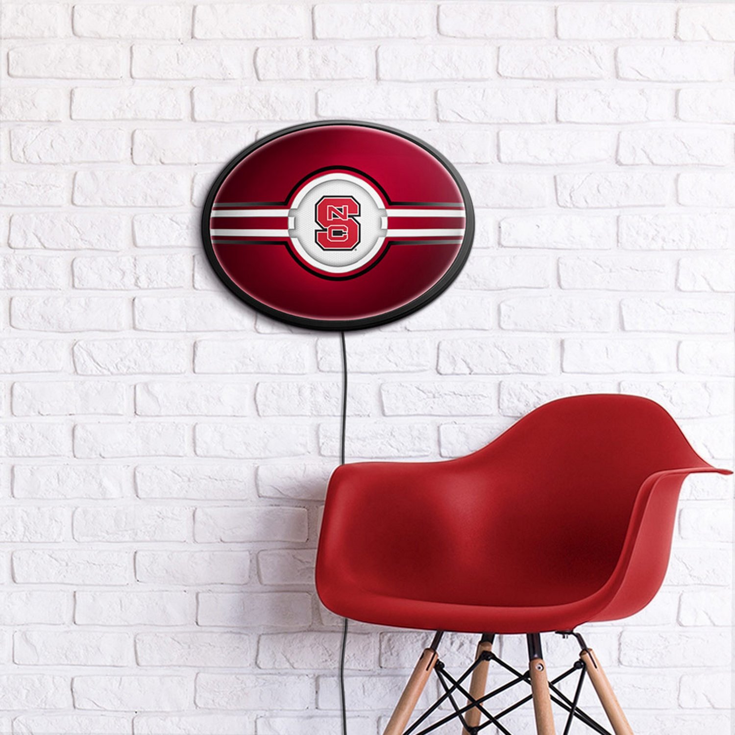 The Fan-Brand North Carolina State University Oval Slimline Lighted Wall Sign                                                    - view number 4