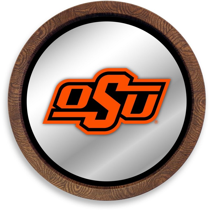 The Fan-Brand Oklahoma State University Faux Barrel Top Mirrored Wall Sign - NCAA Novelty at Academy Sports