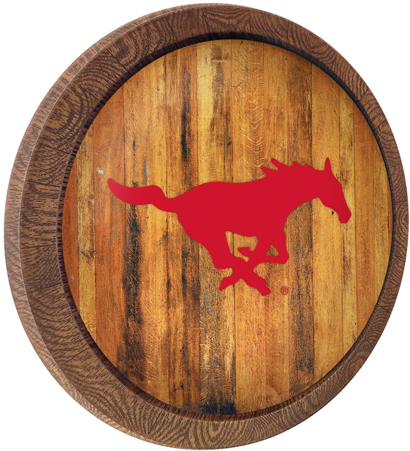 The Fan-Brand Southern Methodist University Weathered Faux Barrel Top Sign  - view number 2