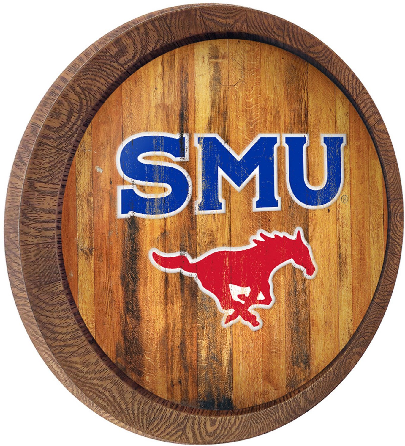 The Fan-Brand Southern Methodist University Weathered Logo Faux Barrel Top Sign  - view number 2