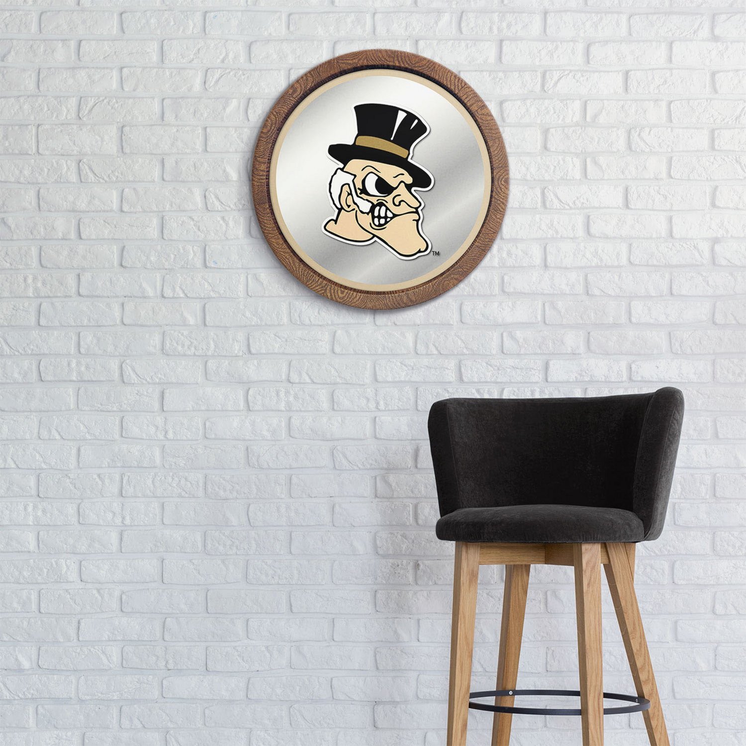 The Fan-Brand Wake Forest University Mascot Faux Barrel Top Mirrored Wall Sign - view number 3