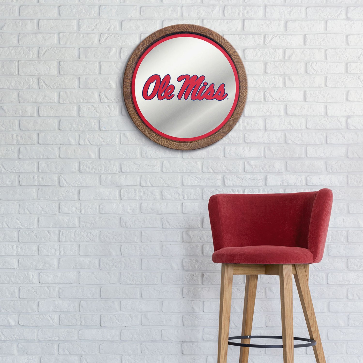 The Fan-Brand University of Mississippi Barrel Top Mirrored Sign - view number 3