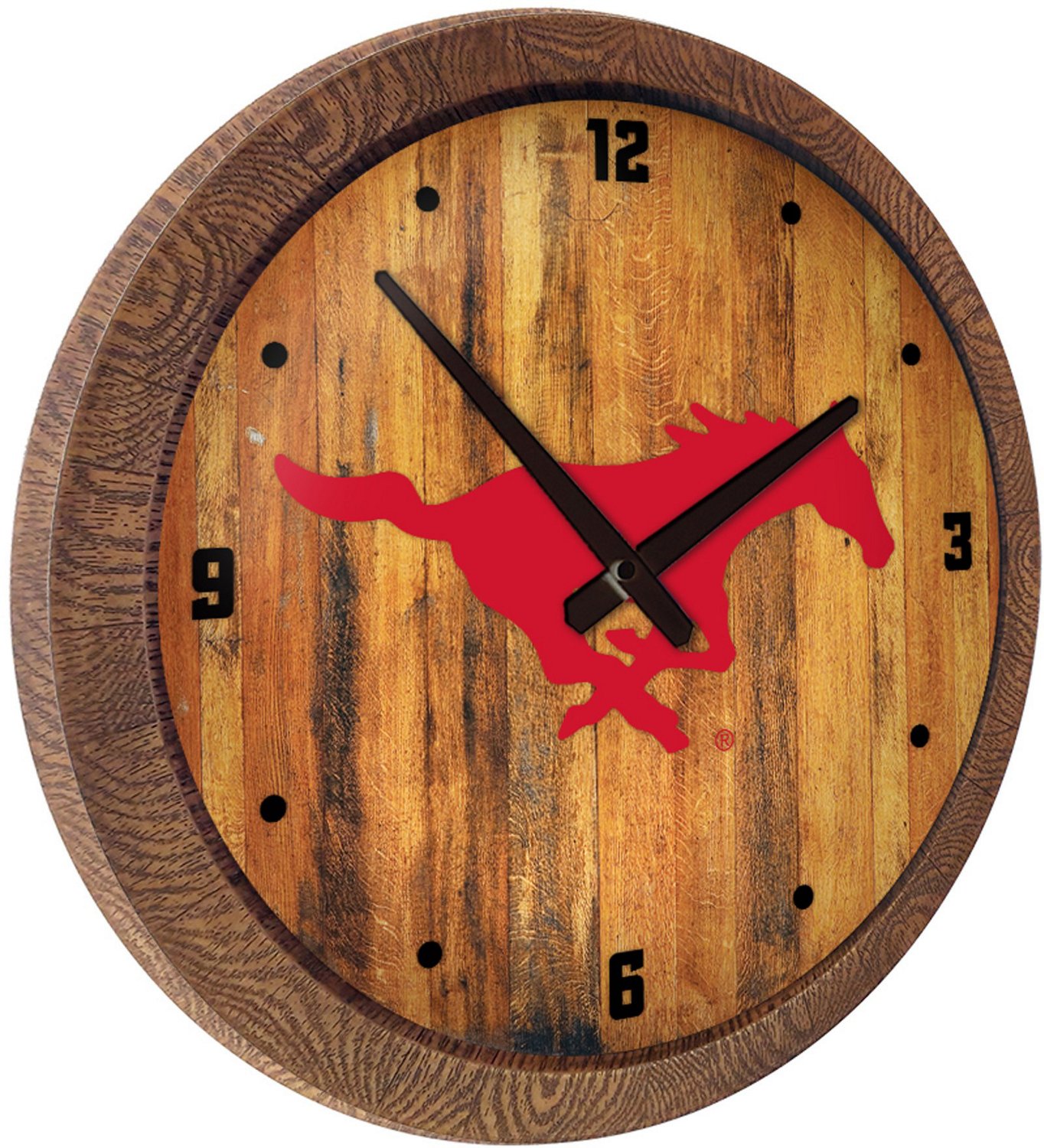 The Fan-Brand Southern Methodist University Faux Barrel Top Clock - view number 2