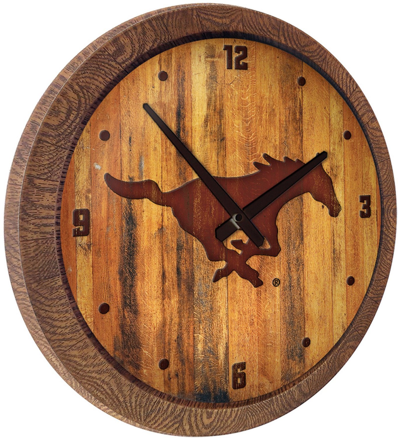 The Fan-Brand Southern Methodist University Branded Faux Barrel Top Clock - view number 2