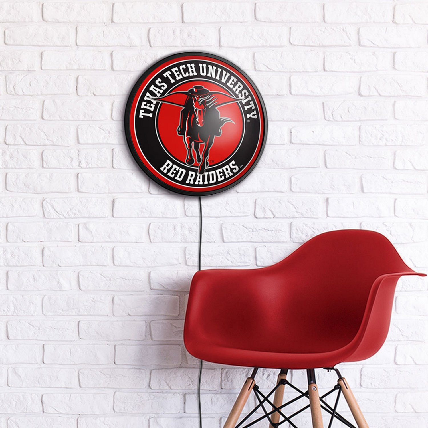 The Fan-Brand Texas Tech University Masked Rider Round Slimline Lighted Wall Sign - view number 4