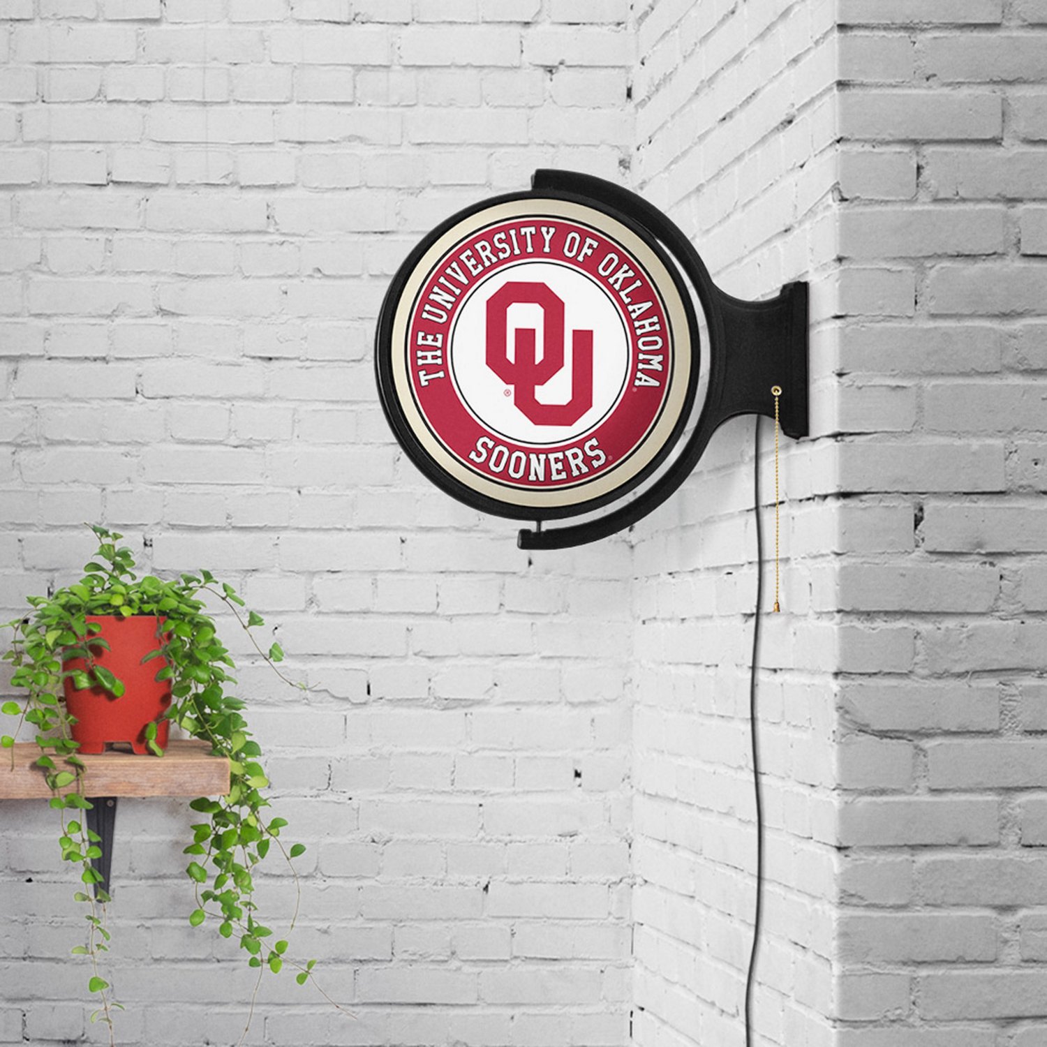 The Fan-Brand University of Oklahoma Original Round Rotating Lighted Sign  - view number 4