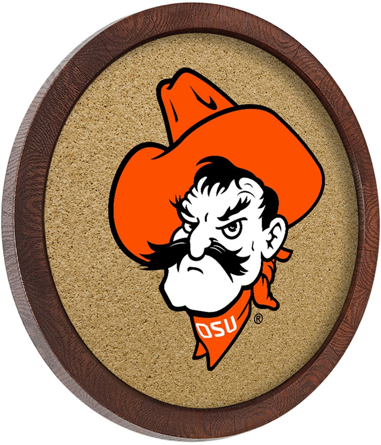 The Fan-Brand Oklahoma State University Logo “Faux” Barrel Framed Cork Board - view number 2