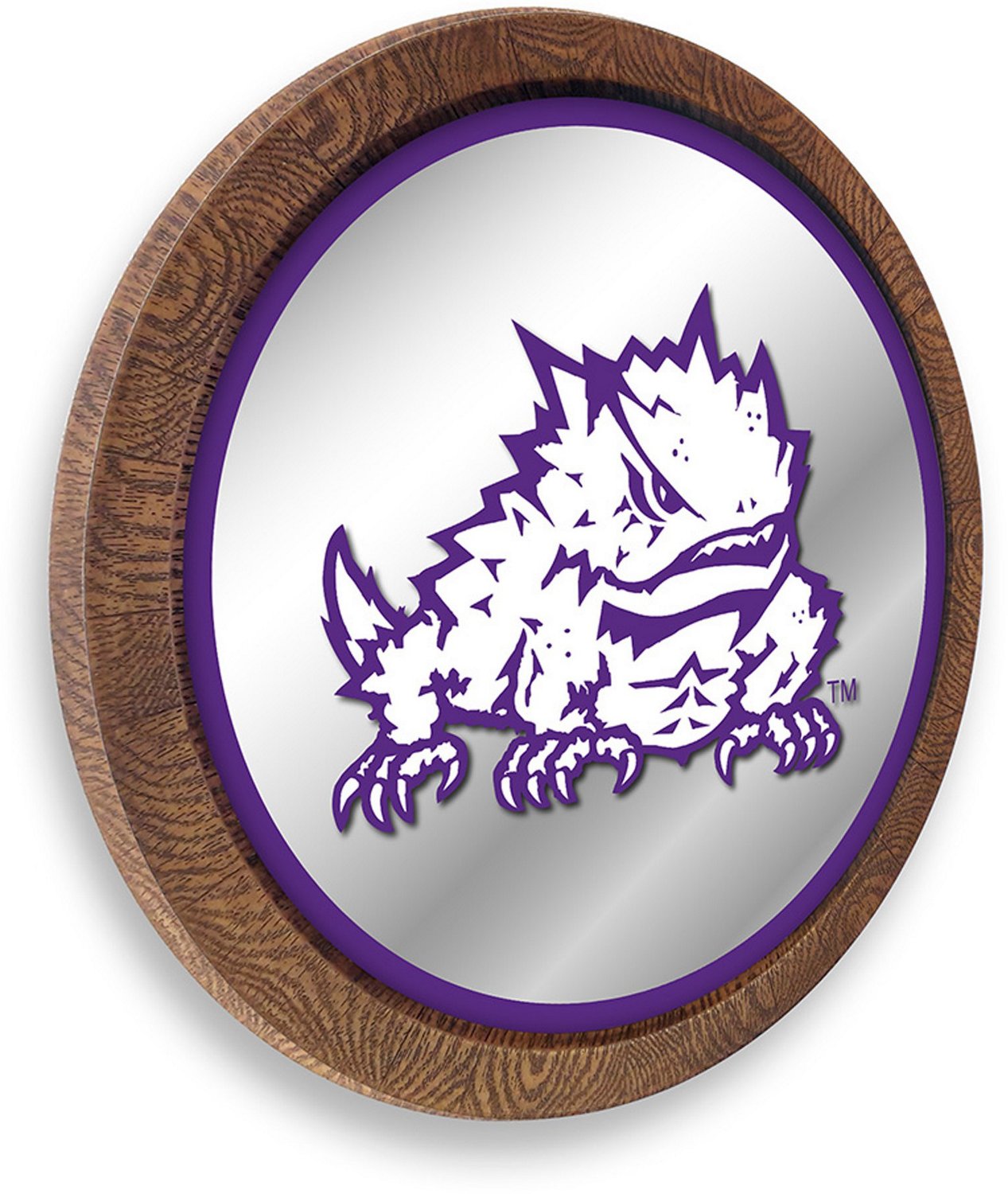 The Fan-Brand Texas Christian University Mascot Faux Barrel Top Mirrored Wall Sign - view number 2