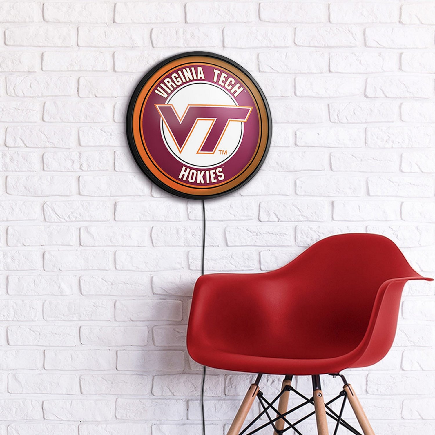 The Fan-Brand Virginia Tech Round Slimline Lighted Wall Sign                                                                     - view number 4