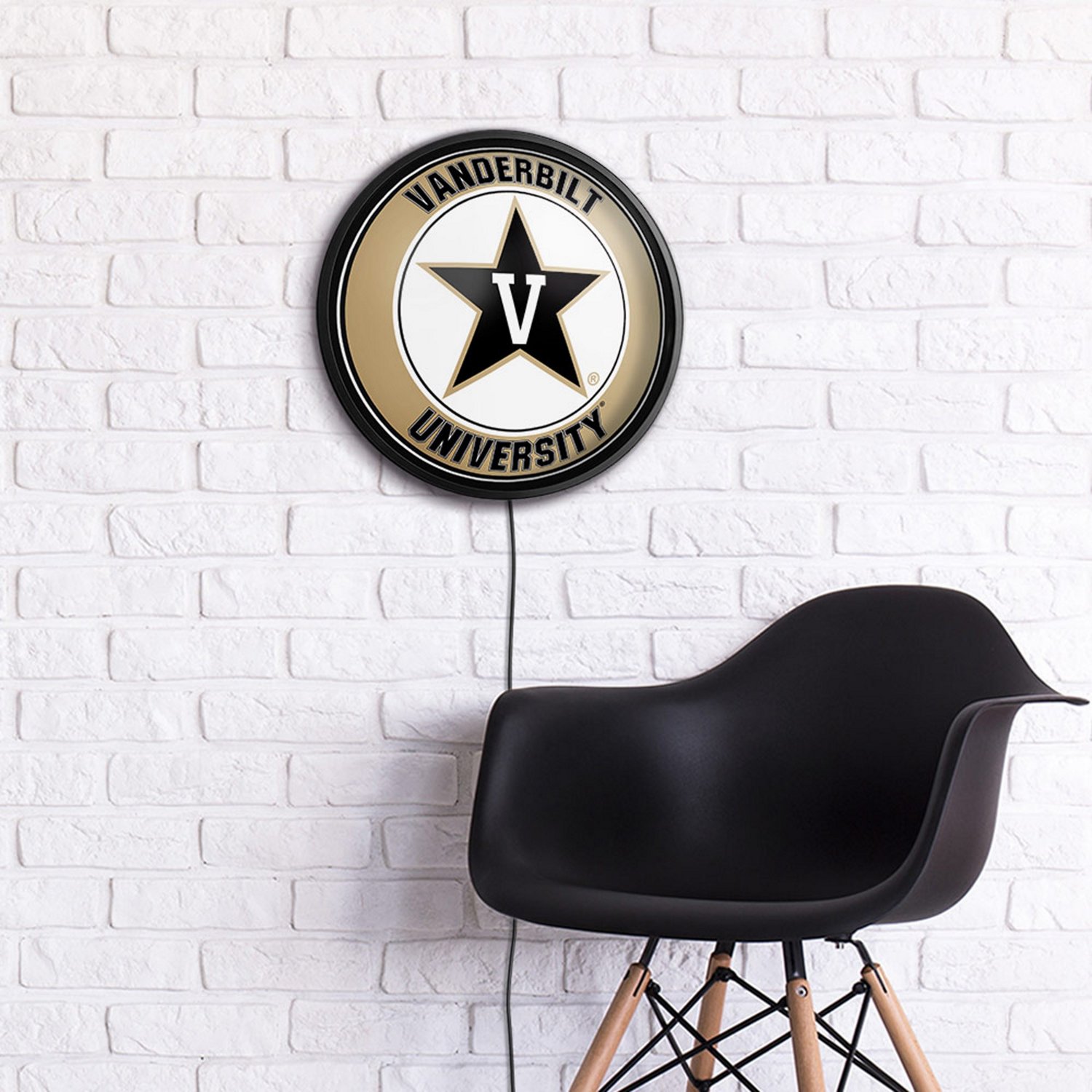 The Fan-Brand Vanderbilt University Round Slimline Lighted Wall Sign                                                             - view number 4