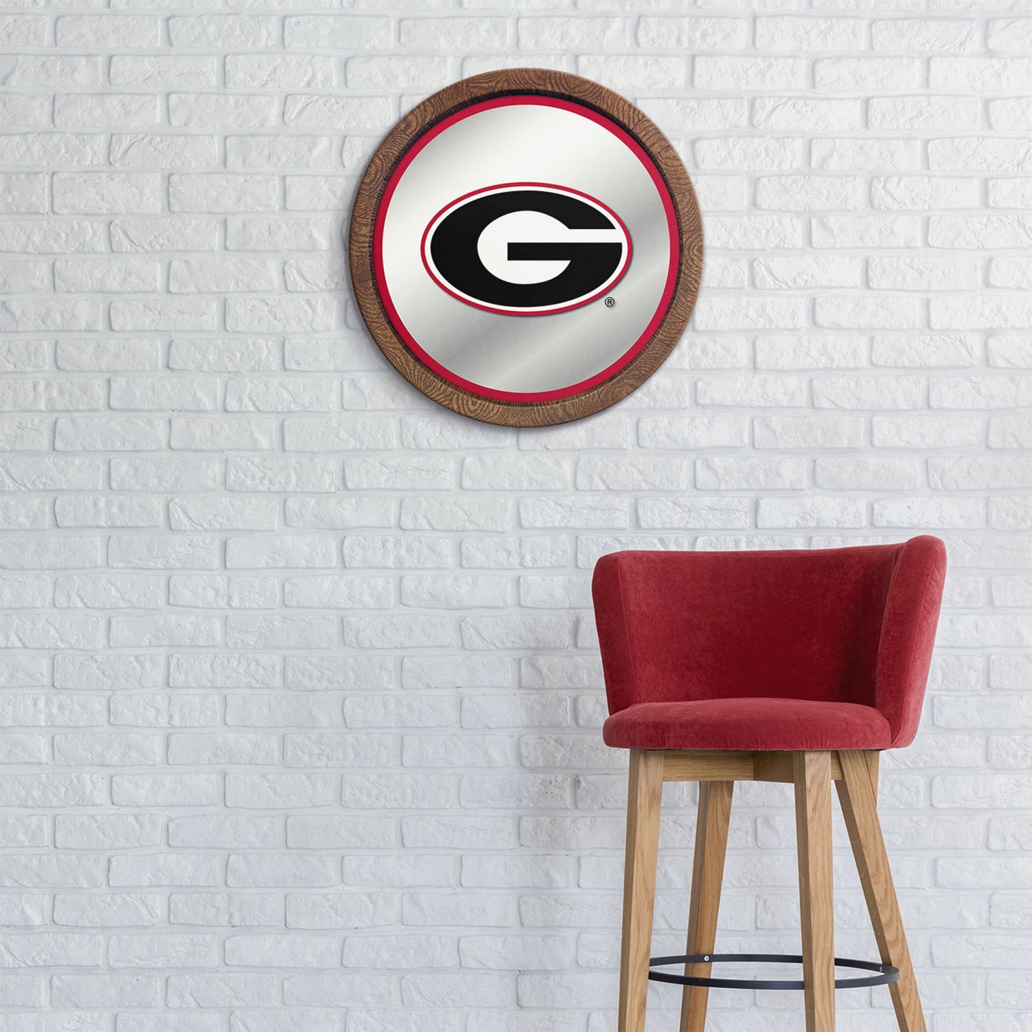 The Fan-Brand University of Georgia Faux Barrel Top Mirrored Sign - view number 3
