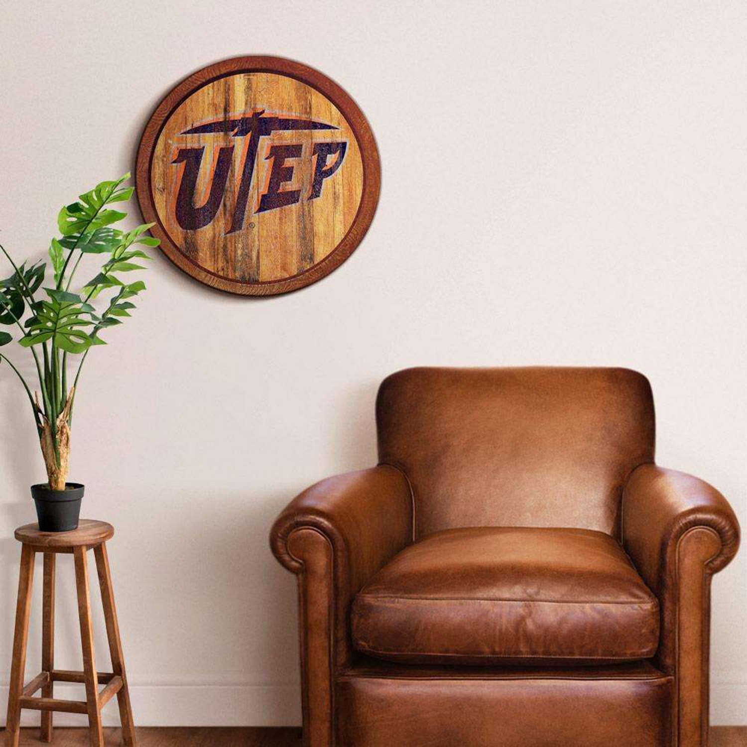 The Fan-Brand University of Texas at El Paso Weathered Faux Barrel Top Sign  - view number 3