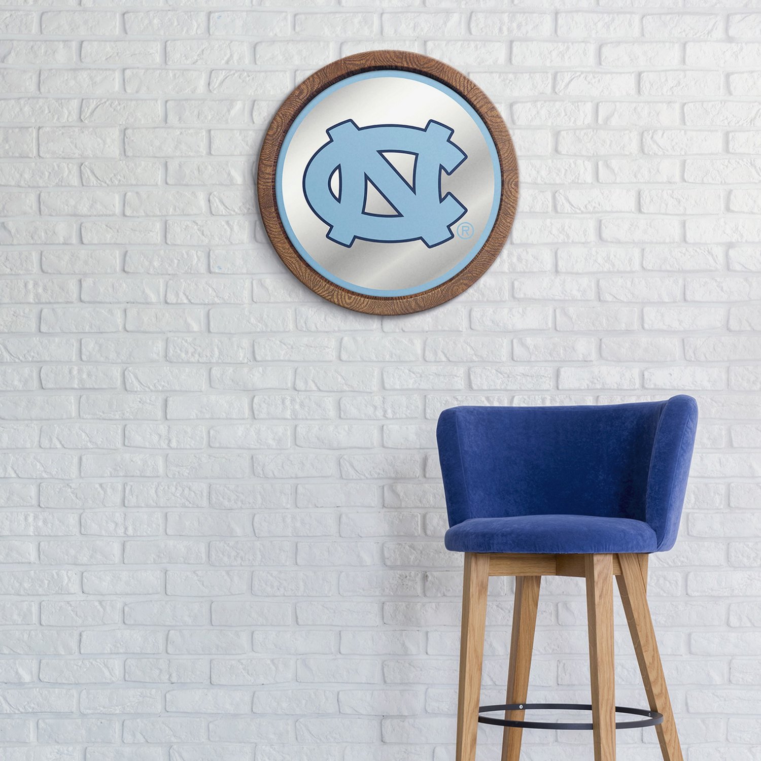 The Fan-Brand University of North Carolina Faux Barrel Top Mirrored Sign - view number 3