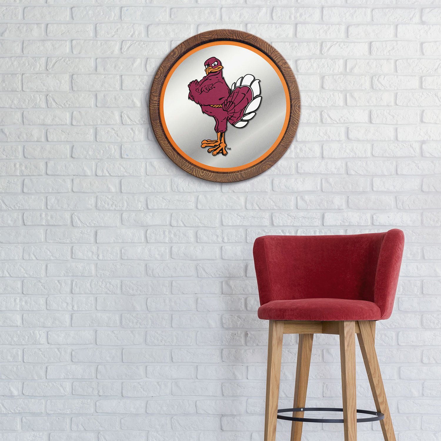 The Fan-Brand Virginia Tech University Mascot Faux Barrel Top Mirrored Wall Sign - view number 3