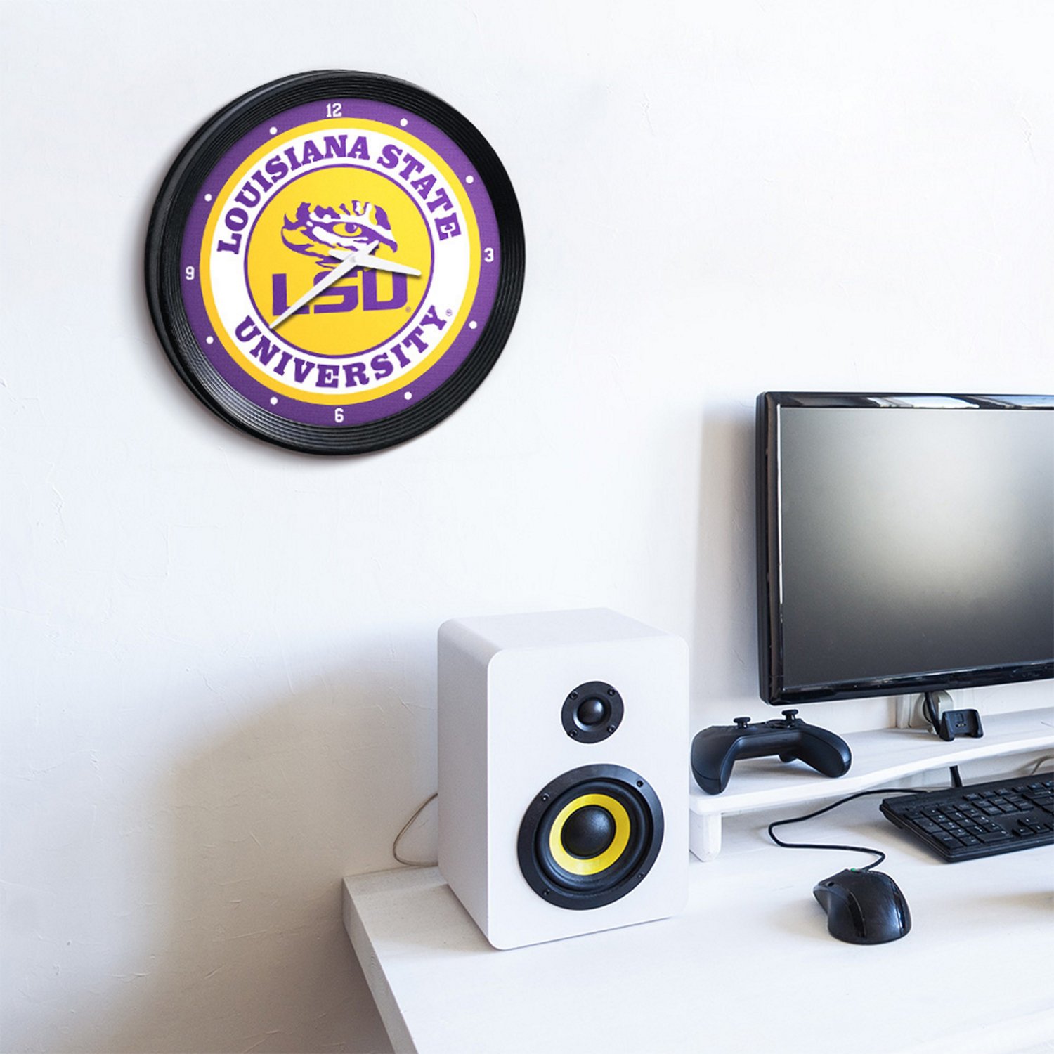 The Fan-Brand Louisiana State University Ribbed Wall Clock - view number 3