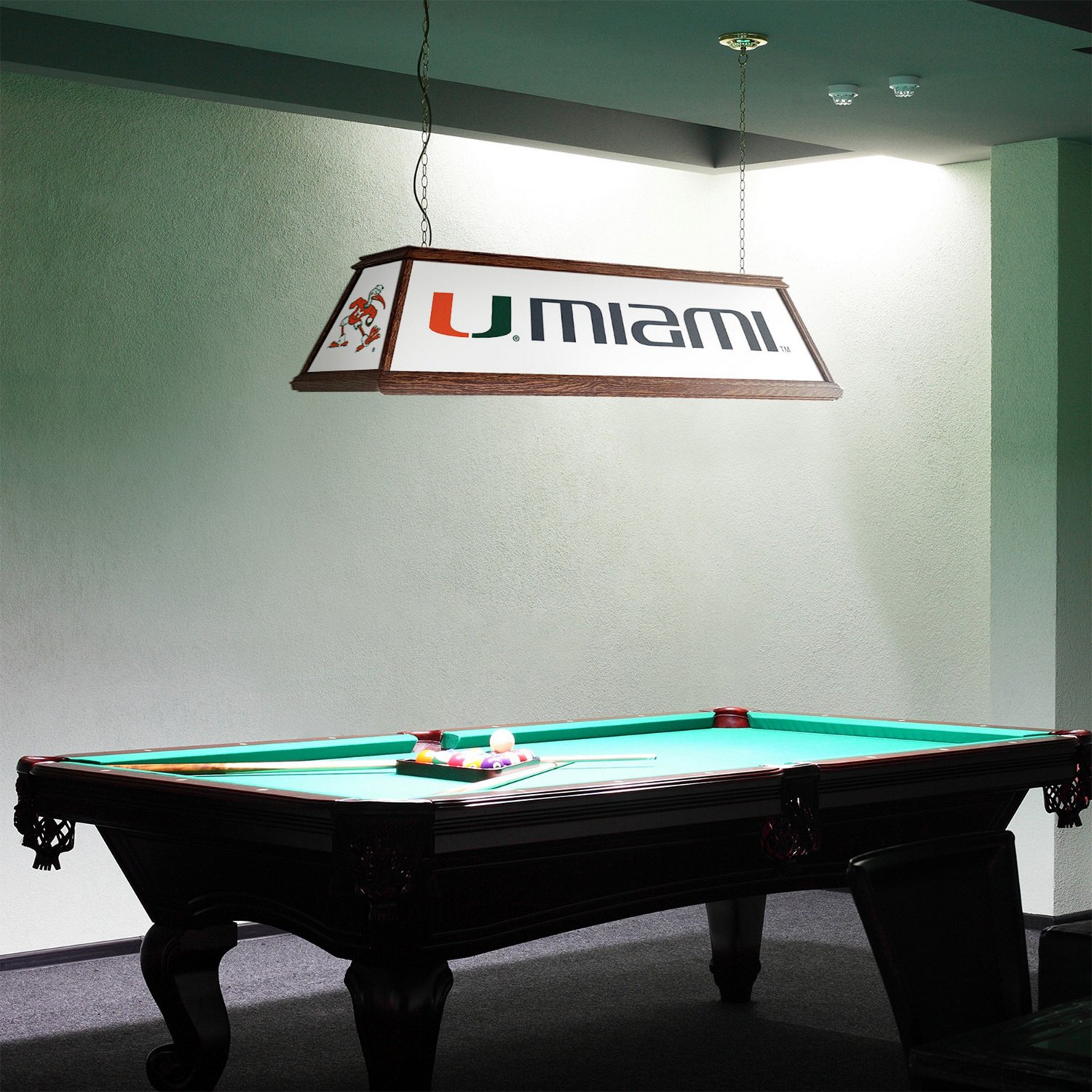 The Fan-Brand University of Miami Premium Wood Pool Table Light - view number 3