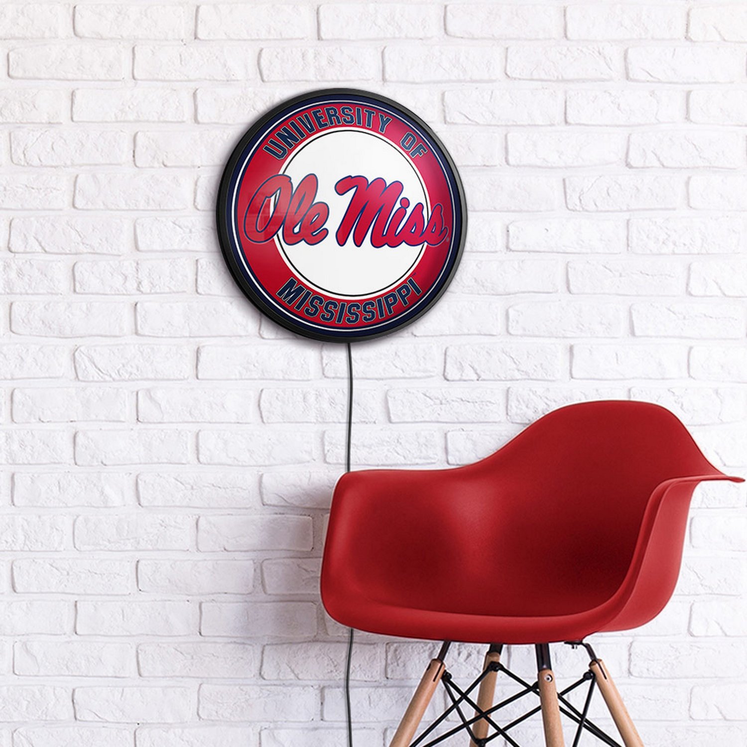 The Fan-Brand University of Mississippi Round Slimline Lighted Wall Sign                                                         - view number 4