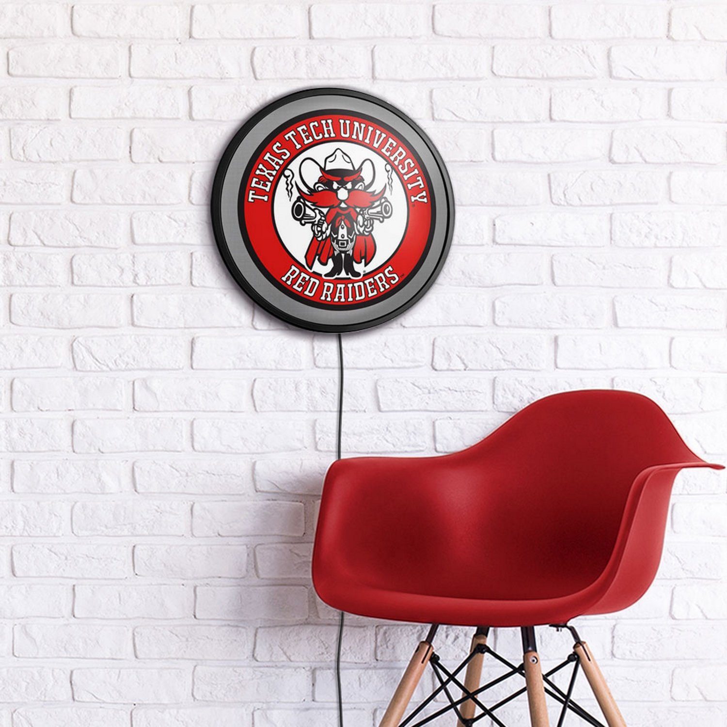 The Fan-Brand Texas Tech University Red Round Slimline Lighted Wall Sign - view number 4