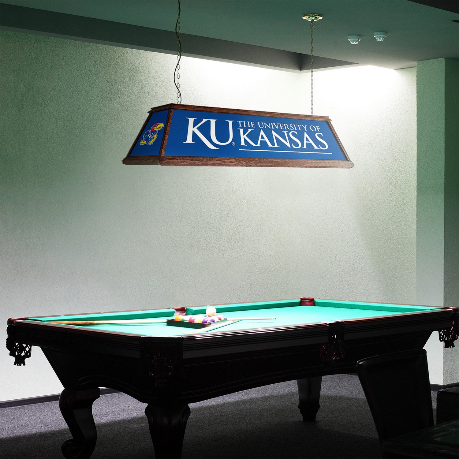 The Fan-Brand University of Kansas Premium Wood Pool Table Light - view number 3