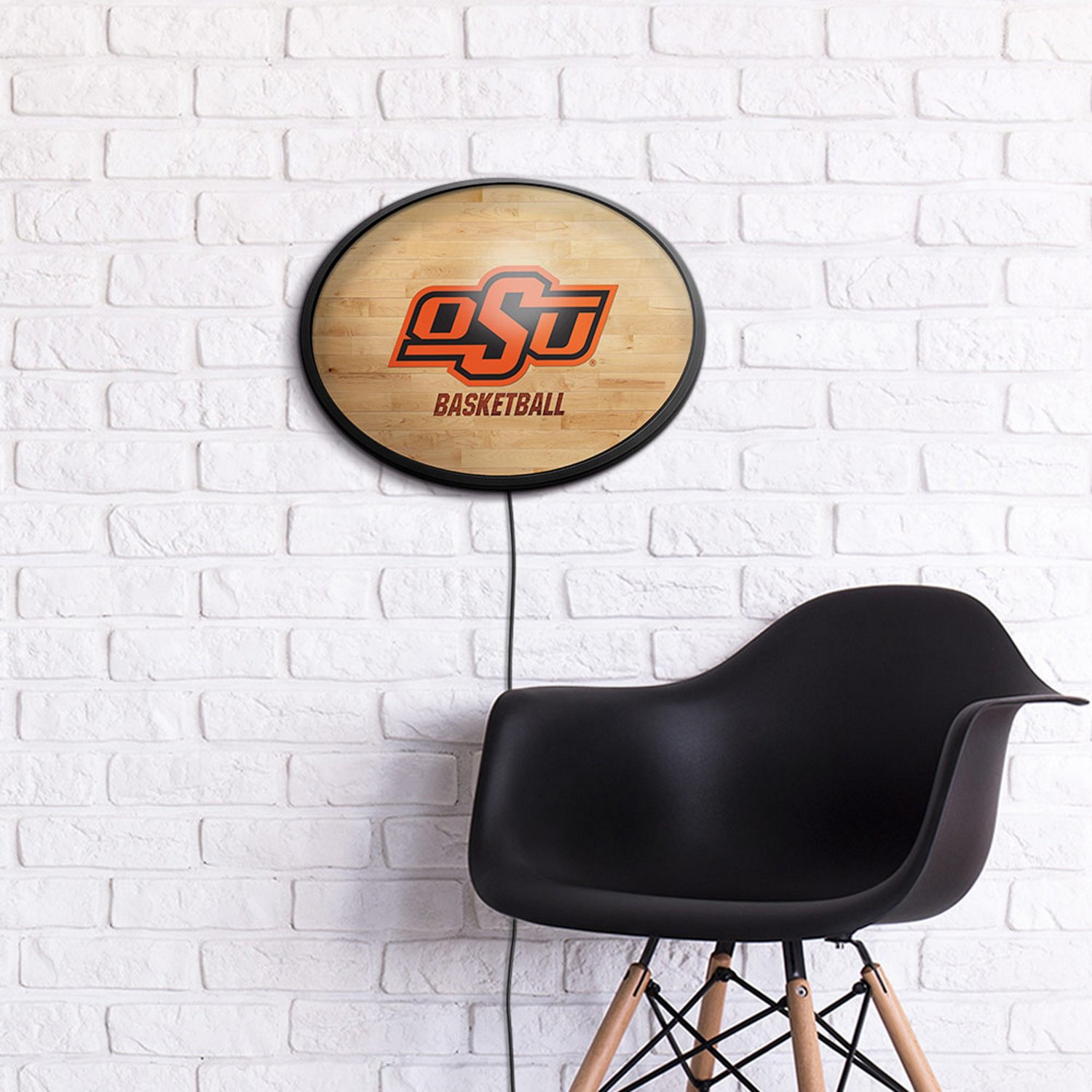 The Fan-Brand Oklahoma State University Hardwood Oval Slimline Lighted Wall Sign - view number 4
