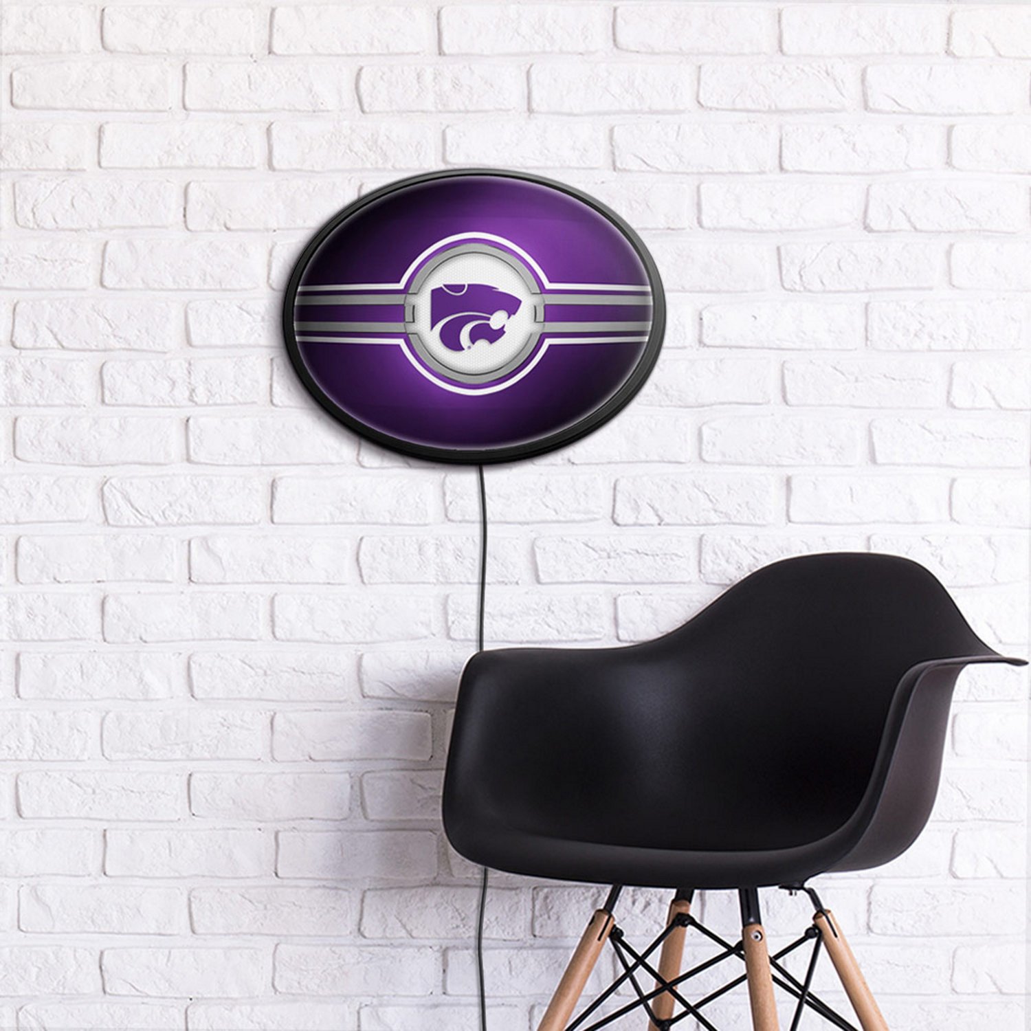 The Fan-Brand Kansas State University Oval Slimline Lighted Sign - view number 4