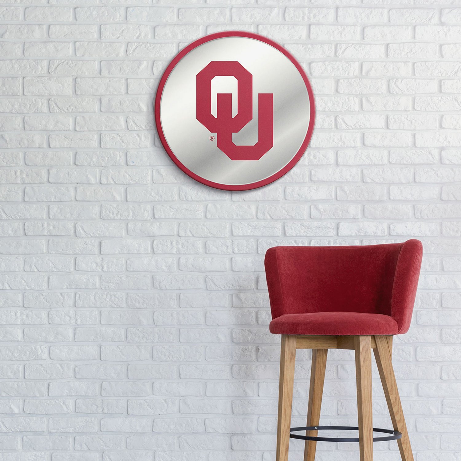 The Fan-Brand University of Oklahoma Modern Disc Mirrored Wall Sign - view number 3
