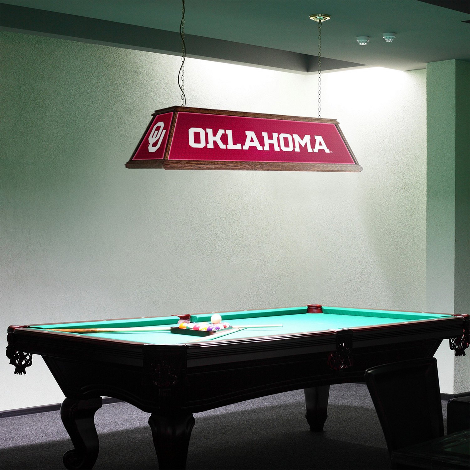 The Fan-Brand University of Oklahoma Premium Wood Pool Table Light - view number 3